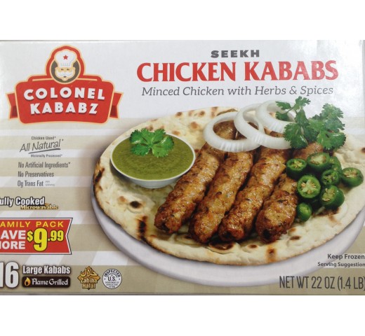 Colonel Kababz Seekh Chicken Kababs 22 Oz / 624 Gms