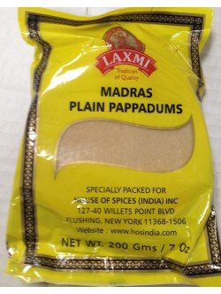 Laxmi Brand Madras Plain Pappadums 7 Oz / 200 Gms