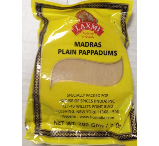 Laxmi Brand Madras Plain Pappadums 7 Oz / 200 Gms