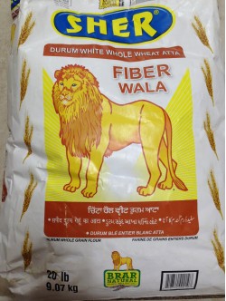 Sher Duram White Whole Wheat Atta 20 LB / 9 KG