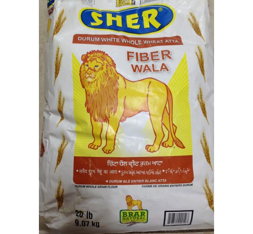 Sher Duram White Whole Wheat Atta 20 LB / 9 KG