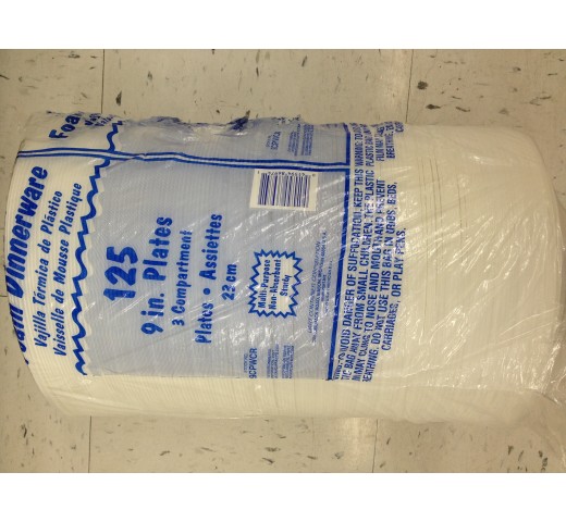 Concorde 3 Compartments Round Foam Plate 12 OZ / 340 Gms