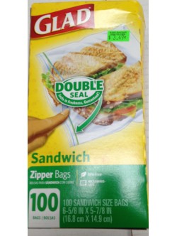 Glad Sandwich Zipper Bags OZ / Gms