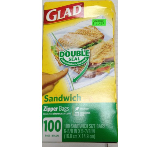 Glad Sandwich Zipper Bags OZ / Gms
