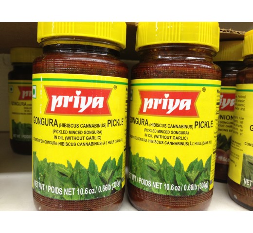 Priya Gongura Pickle With Garlic 10.6 OZ / 300 Gms