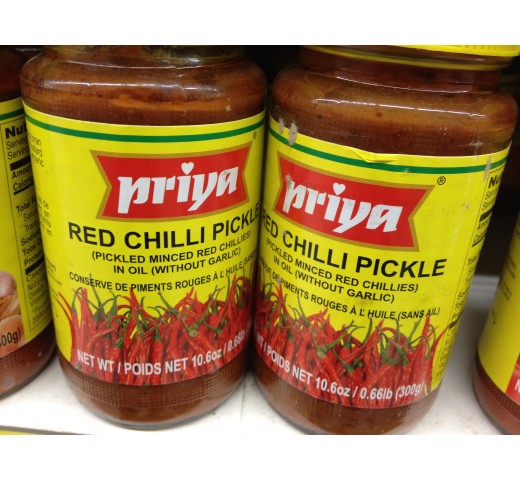 Priya Red Chilli Pickle In Oil 10.6 OZ / 300 Gms