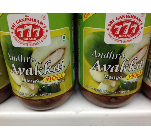 Sri Ganeshram's 777 Brand Mango Pickle 10.5 OZ / 300 Gms