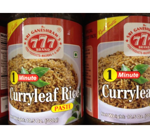 Sri Ganeshram's 777 Brand Curryleaf Rice Paste 10.5 OZ / 300 Gms