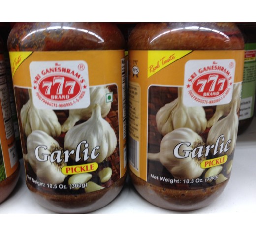 Sri Ganeshram's 777 Brand Garlic Pickle 10.5 OZ / 300 Gms