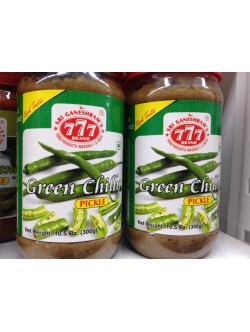 Sri Ganeshram's 777 Brand Green Chilly Pickle 10.5 OZ / 300 Gms