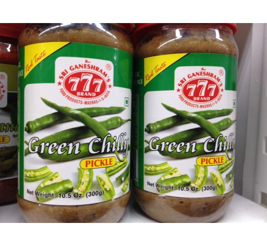 Sri Ganeshram's 777 Brand Green Chilly Pickle 10.5 OZ / 300 Gms
