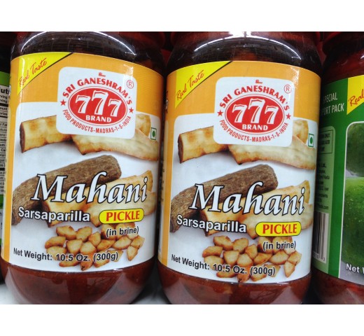 Sri Ganeshram's 777 Brand Mahani Sarsaparilla Pickle 10.5 OZ / 300 Gms